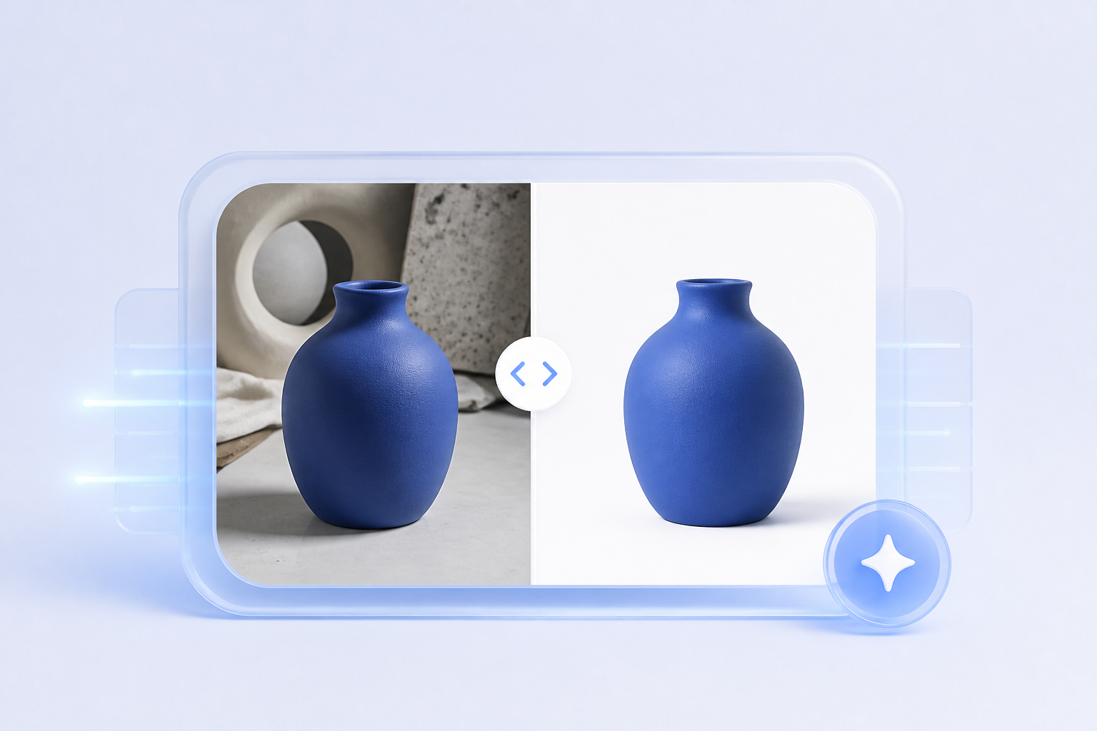 Product photo shown before and after background removal